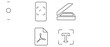 © Ch - Comprehensive vector icon set featuring document scanning tools including phone camera scan, flatbed glass edge, and pdf file icon with editable stroke collection of 4 icons for office productivity.