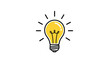 © Nabila - Bright yellow light bulb icon with radiating lines representing an idea, innovation, or creative inspiration.