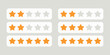 © Doa - Product rating icon set, gold star review icons for user feedback rating system app interface UI UX elements and modern web banner design.