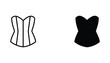 © Urban - Fashionable corset icon in elegant line art and solid black silhouette styles for clothing boutique and lingerie retail branding