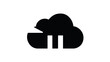 © AbdullahAl - Cloud banking vector icon illustration featuring a black cloud silhouette with a white bank building inside. Minimalist flat design for financial technology, online banking, and digital storage.