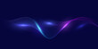 © Phantip - Abstract glowing wave lines in blue and purple gradient on dark background, futuristic digital flow, dynamic light curves, vector illustration for technology and data concepts.