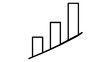 © AbdullahAl - Minimalist vector icon illustration of a bar graph with three vertical bars of increasing heights on an upward sloping line, representing business growth, financial success, and data analysis.