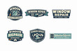 © IJ-studio - Set of window repair service logos, badges, and emblems, offering solutions for glass and frame maintenance