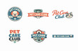 © IJ-studio - Pet care club logos collection featuring dog, cat, paw, collar, grooming tools and veterinary symbols for animal brands