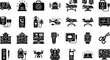 © Mitu - Emergency Medical Service Icons Set Featuring Ambulance Rescue Equipment Healthcare Monitoring and Hospital Vector Symbols