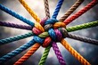 © pngking - Various colored ropes knotted together to show intertwined business relationships and networking