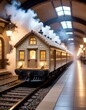 © ImagineerAI - Vintage Train at Station with Steam.