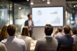 © Fahroni - Entrepreneurs presenting business plan pitch to serious investors panel in elegant boardroom with financial charts and graphs projected on screen, fundraising and venture capital investment concept.