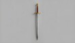 © Nasira - 3D dagger illustration with golden crossguard and steel blade displayed vertically against plain background highlighting design