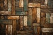 © vxnaghiyev - Rustic wall or table covered with a mosaic of distressed aged wooden boards