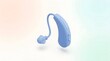 © Zero One Studio - Digital hearing aid components 3d render showing transparent blue device on gradient background. Modern audiology technology with clean minimal design and copy space.