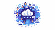 © Mira - Cloud Computing Concept with Global Team Collaboration and Digital Networking. Vector Illustration of Remote Work, Data Security, and Communication Technology.