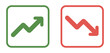 © Shuvo S - Ascending and Descending Arrows: A pair of vibrant icons illustrating growth and decline. business concept, market fluctuations, financial symbols, economic trend, up and down.