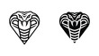 © Asian - Aggressive cobra snake head mascot silhouette and outline vector icon for brand logos