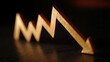 © A2Z AI  - Abstract wooden zigzag arrow points down, symbolizing market decline, economic recession, financial crisis, or business failure on a dark surface