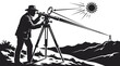 © Habibur - Astronomer surveying land with a telescope measuring sun rays for scientific study