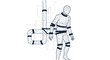 © hejue - Abstract figure bound by pipes, concept of restriction and pressure