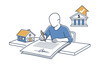 © peppastocker - Mortgage and home loan application process concept with a figure seated at