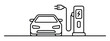 © riptii rittika - High quality vector of electric vehicle charging station concept line art.