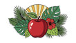 © Cardosa - Red Apple with Green Leaves Tropical.