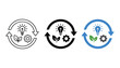 © TARU - Sustainable innovation circular economy icon set illustrating environmental energy efficiency and technological process for green solutions vector graphic