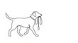 © Nei Mar - Dog carrying its own leash in a playful pose on a white background