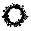 © Dhani - Floral Wreath Silhouette Black and White.