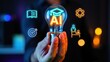 © Arnab Dey - Businessman holding AI light bulb with graduation cap icon, representing artificial intelligence in education, smart learning systems, online courses, digital transformation and e-learning technology.