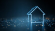 © Subin - A digital representation of a house icon glowing against a dark background with shimmering light effects.