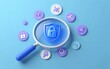 © joeycheung - Magnifying glass reveals shield and lock surrounded by security icons