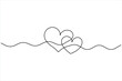 © Shemol - Single doodle heart continuous wavy one line art drawing of signs. Heart line art vector illustration