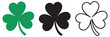 ©    - St Patrick’s Day shamrock clover icon set featuring three leaf Irish good luck symbols, fortune themed flat vector illustrations