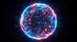 © Creative Deeds - Glowing sphere composed of bright blue and orange particles radiating light energy into the dark void space in a digital representation of a supernova explosion occurring in deep outer space.