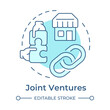 © IMG visuals icons - Joint ventures soft blue concept icon. Local business synergy. Brand partnership networks. Round shape line illustration. Abstract idea. Graphic design. Easy to use in promotional material