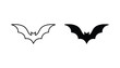 © Chroma - Bat silhouette icon set showing outline and solid black variants for halloween graphics and nature design