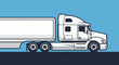 © jack - Side view of a white tractor-trailer truck driving on a dark road