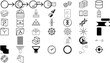 © Shehroz - Mega Vector Icon Set of 44 Tech Cloud DevOps Icons: CRM Integration, CI/CD Pipeline, Kubernetes, Git, Database, Genomic Sequencing, Server Deployment, QR Code, and Digital Onboarding Bundle
