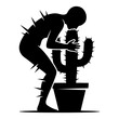 © Aurora - Person with thorns hugging a cactus in symbolic conceptual silhouette style