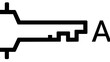 © fasal - Minimalist API key vector icon illustration featuring a clean black line art style with a key symbol next to an 'A' character, representing authentication, security, and cloud devops access.