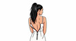 © bdakx - Woman with zipper undone on white dress, looking over shoulder