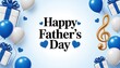 © sdzaman - Fathers day celebration with balloons gifts golden treble clef