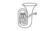 © Rabia - Minimalist tuba vector icon featuring an editable stroke design for musical instrument branding, orchestra performance themes, and jazz band graphics in a clean hand-drawn illustration style.