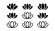 © A S M Creative - A set of nine minimalist lotus flower designs are arranged