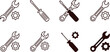 © Essam - Tools and Service icons set. Wrench, screwdriver and gear icon. Screwdriver and wrench glyph icon. Settings and repair, service sign - stock vector