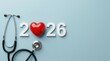 © Sukon - Heart health solution concept for 2026 with red heart and stethoscope.