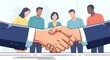 © Ana - Professional Handsake Between Business Partners in Front of Group