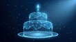 © Bano - Digital wireframe cake with lit candle on top in a futuristic style