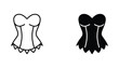 © Oasis - Women corset lingerie icon set in outline and solid black style for fashion design or intimate apparel boutique branding and clothing store vector graphics