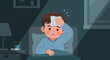 © Albert - A Sick Child Comforted In Bed Suffering From Fever, Vector Illustration At Nighttime